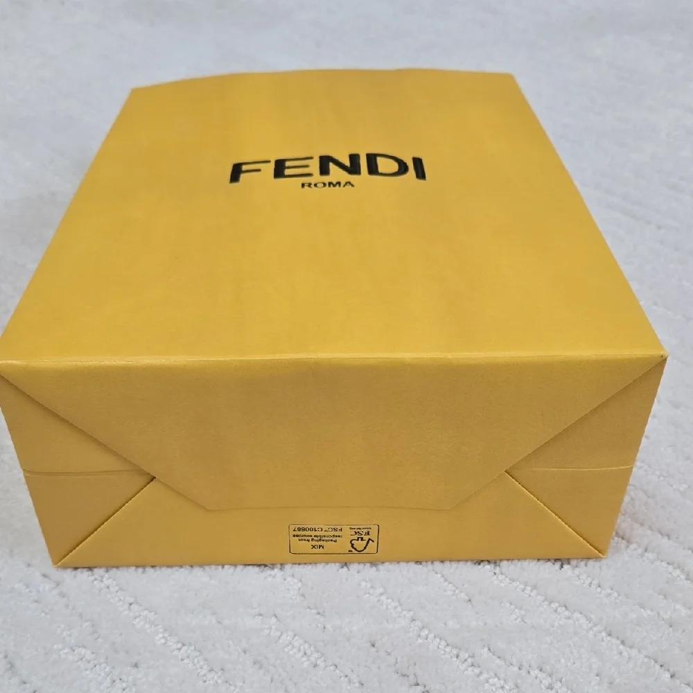 FENDI • Small Yellow Shopping/Gift Bag with Black Accents - Picture 2 of 5